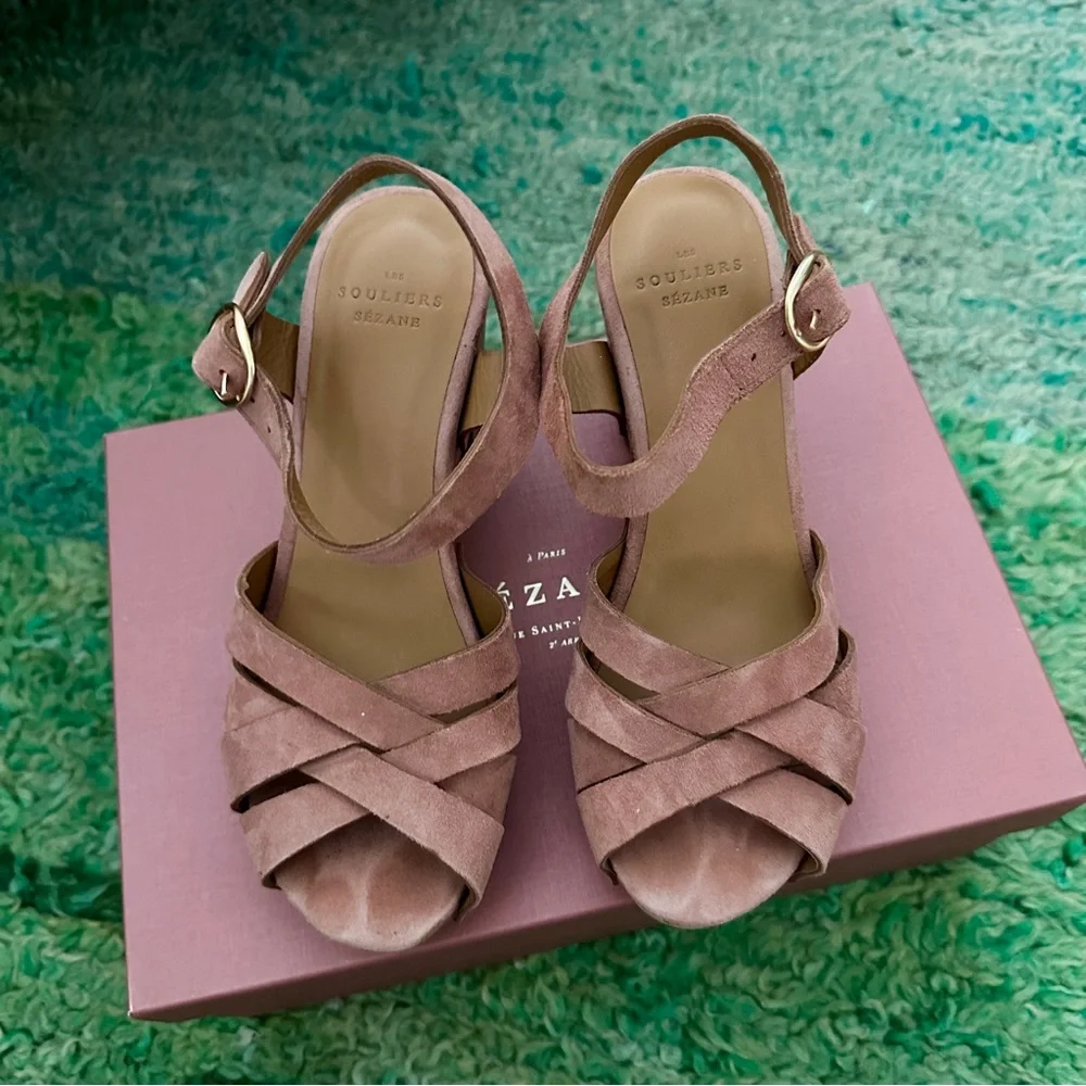 NEW Sezane Isabelle blush pink suede clogs EU 35 / US 6 - Picture 3 of 8